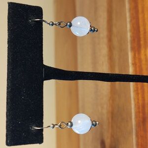 Faux White Quartz Dangle / Drop Earrings